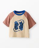 Oversized Raglan Sleeve Graphic T-Shirt in Jungle Cat on Khaki Rope - main