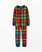 Long John Pajamas In Organic Cotton in Rainbow Plaid - main
