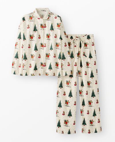 Women's Dr. Seuss Grinch Flannel Pajama Set in Skiing Grinch - main
