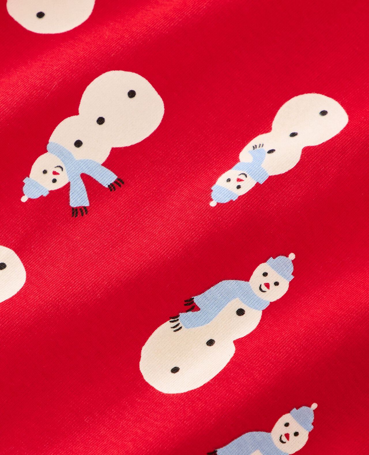 Women's Holiday Long John Pajama Pants in Snowmen on Red - main