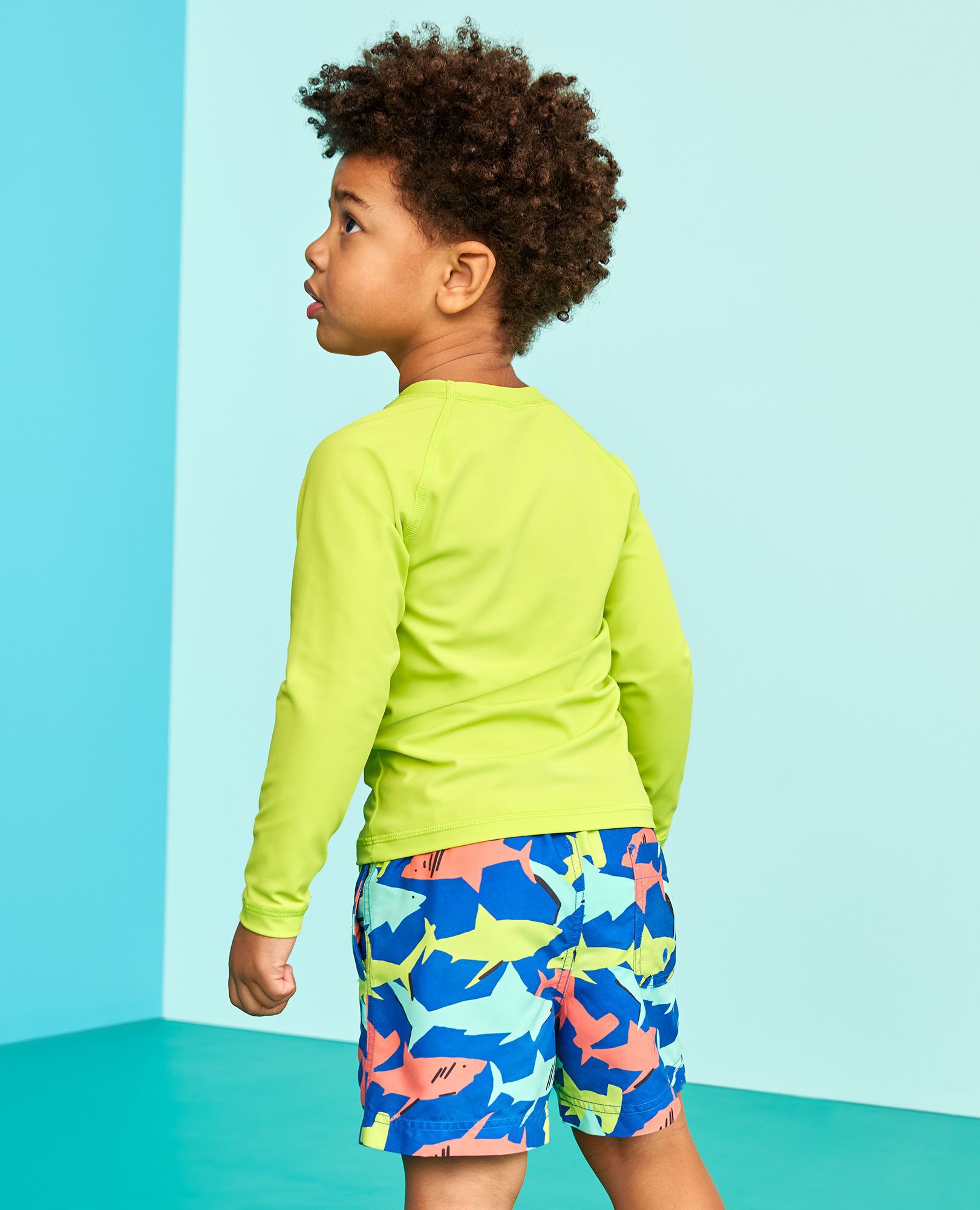 Swim Trunks in Neon Sharks - main