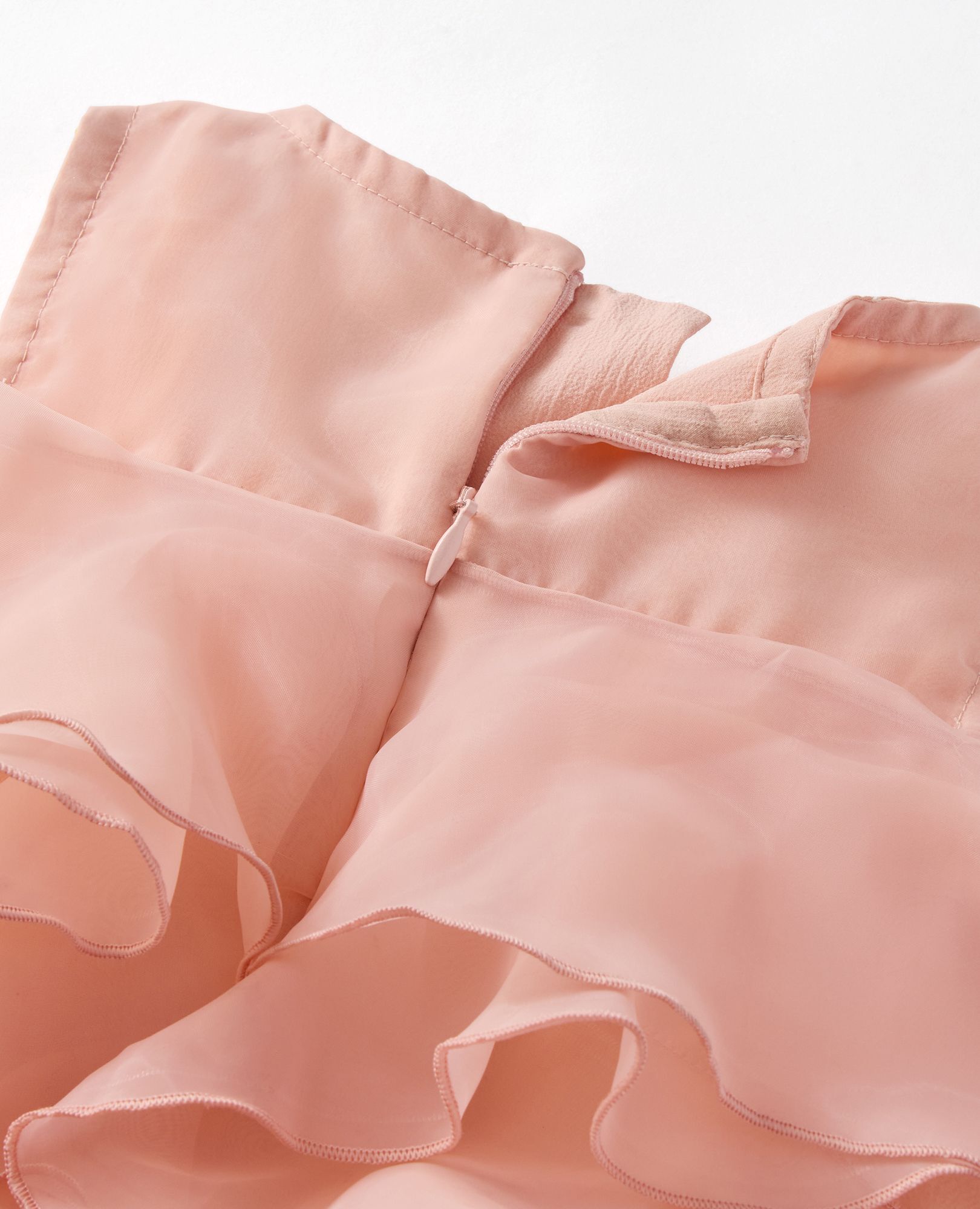 Sleeveless Organza Ruffle Dress in Pink Cream - main
