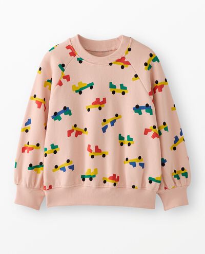Oversized French Terry Bubble Sweatshirt in Skateboarding on Pink - main