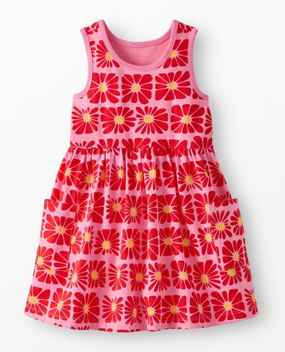 Sleeveless Playground Dress with Pockets in Funky Floral on Azalea Pink - main
