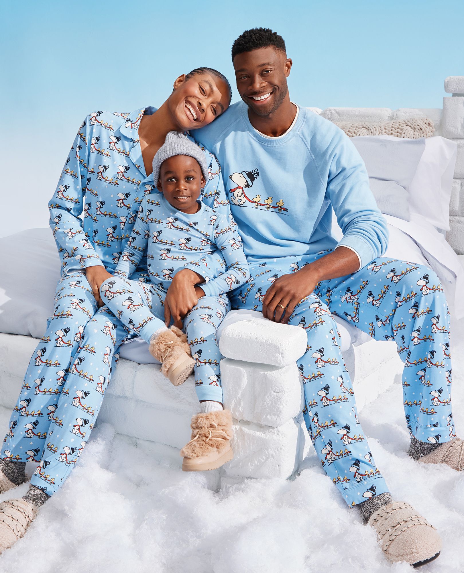 Peanuts Holiday HannaSoft™ Stretch Pajama Set in Snoopy and Woodstock in Winter - main