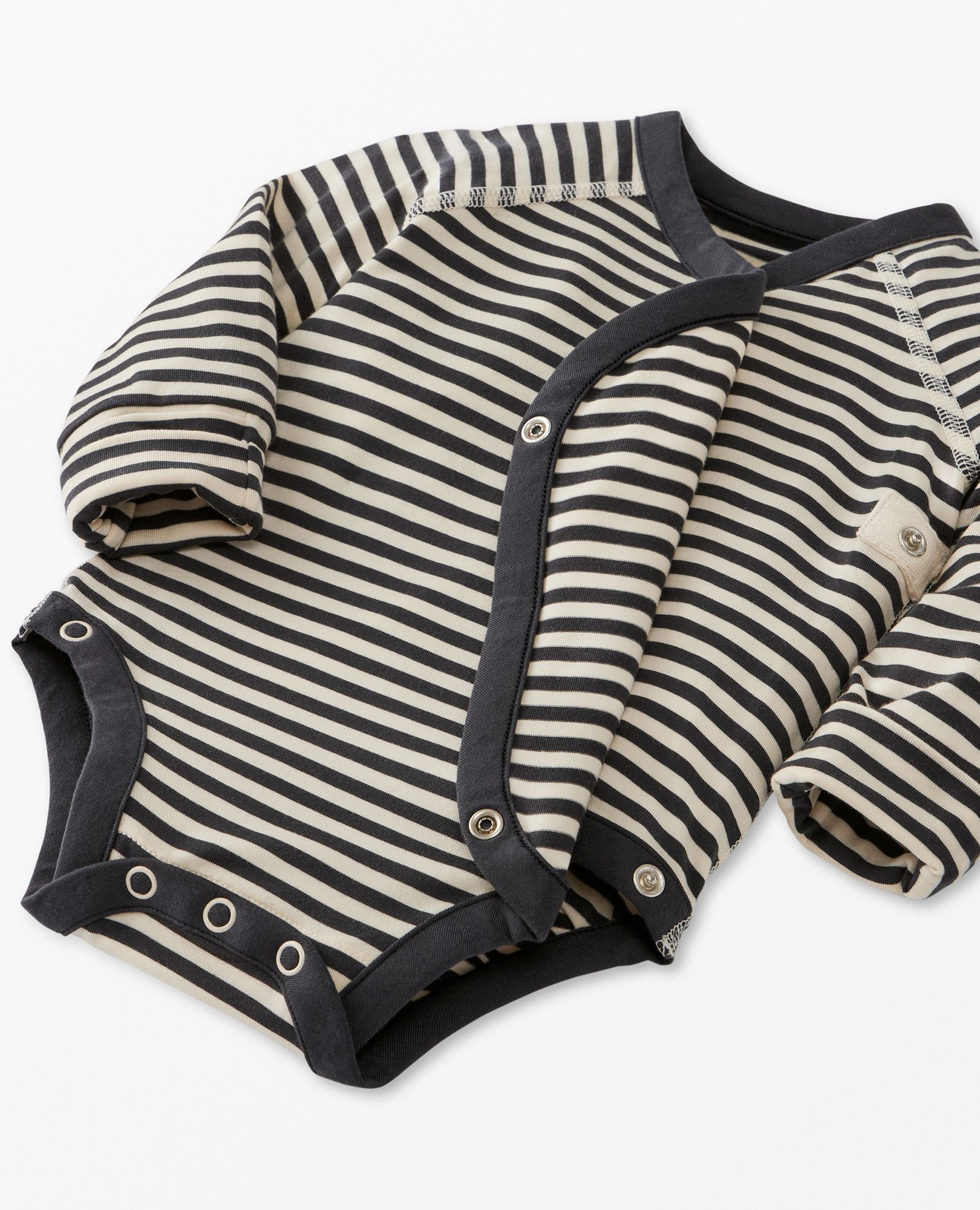 Baby Layette Bodysuit in HannaSoft™ in Soft Black/Ecru - main