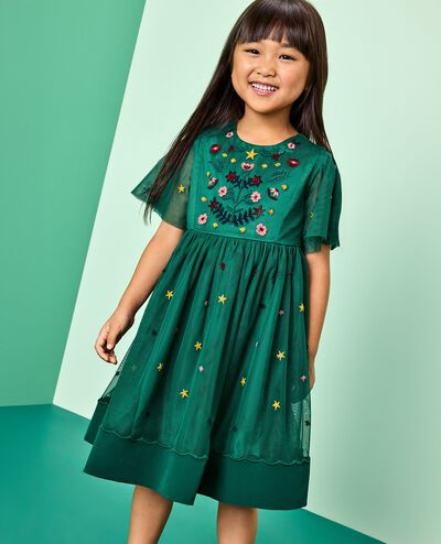 Holiday Tulle Embroidered Dress in Holiday Floral Embroidery - main