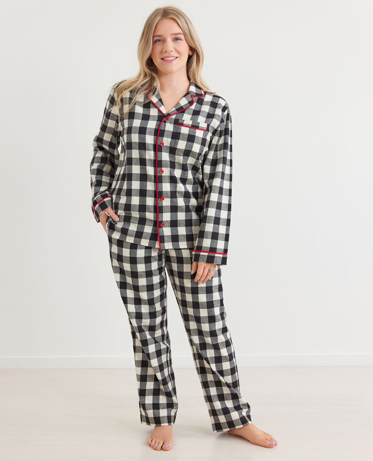 Adult Unisex Flannel Pajama Top in Buffalo Plaid - main