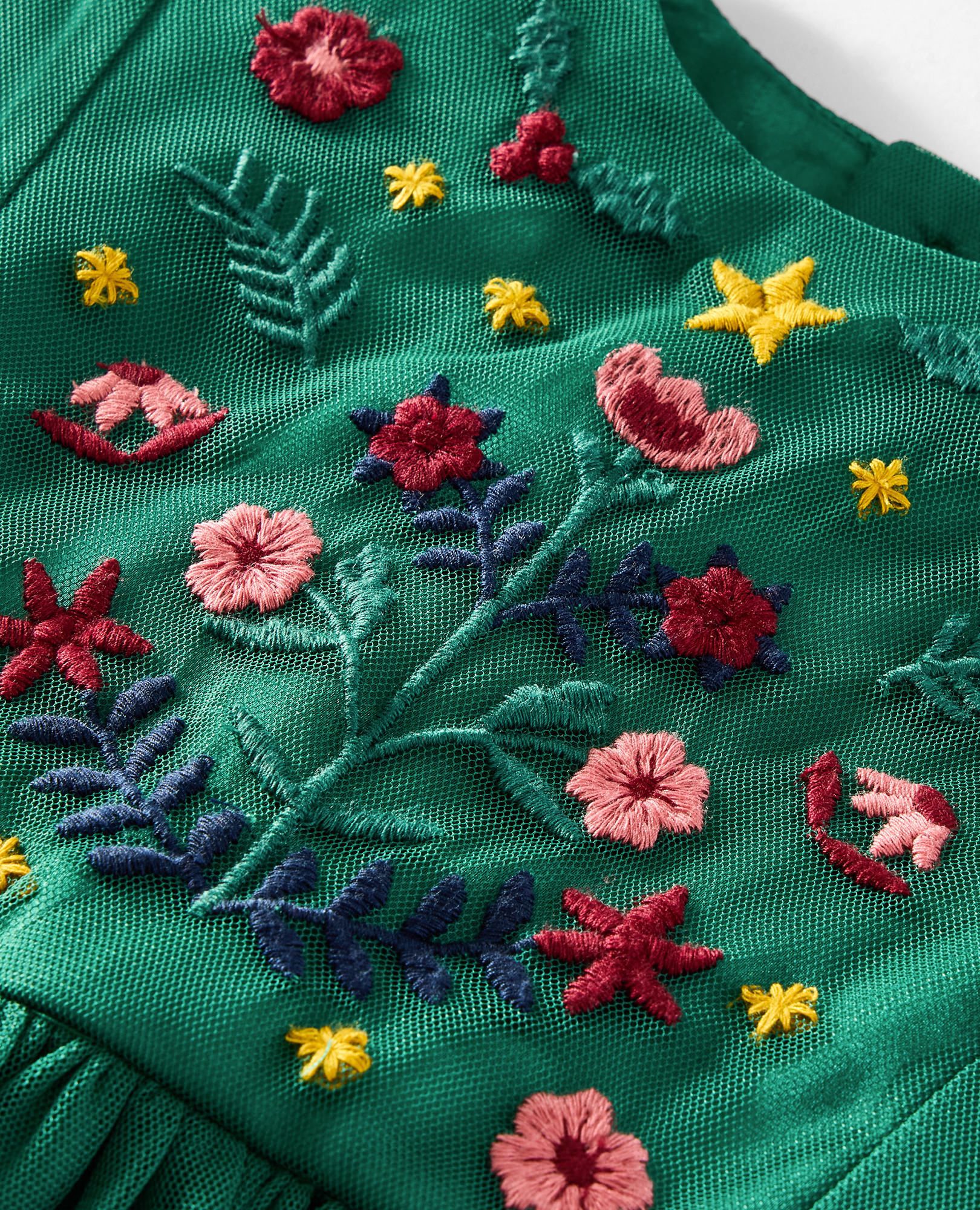 Holiday Tulle Embroidered Dress in Holiday Floral Embroidery - main