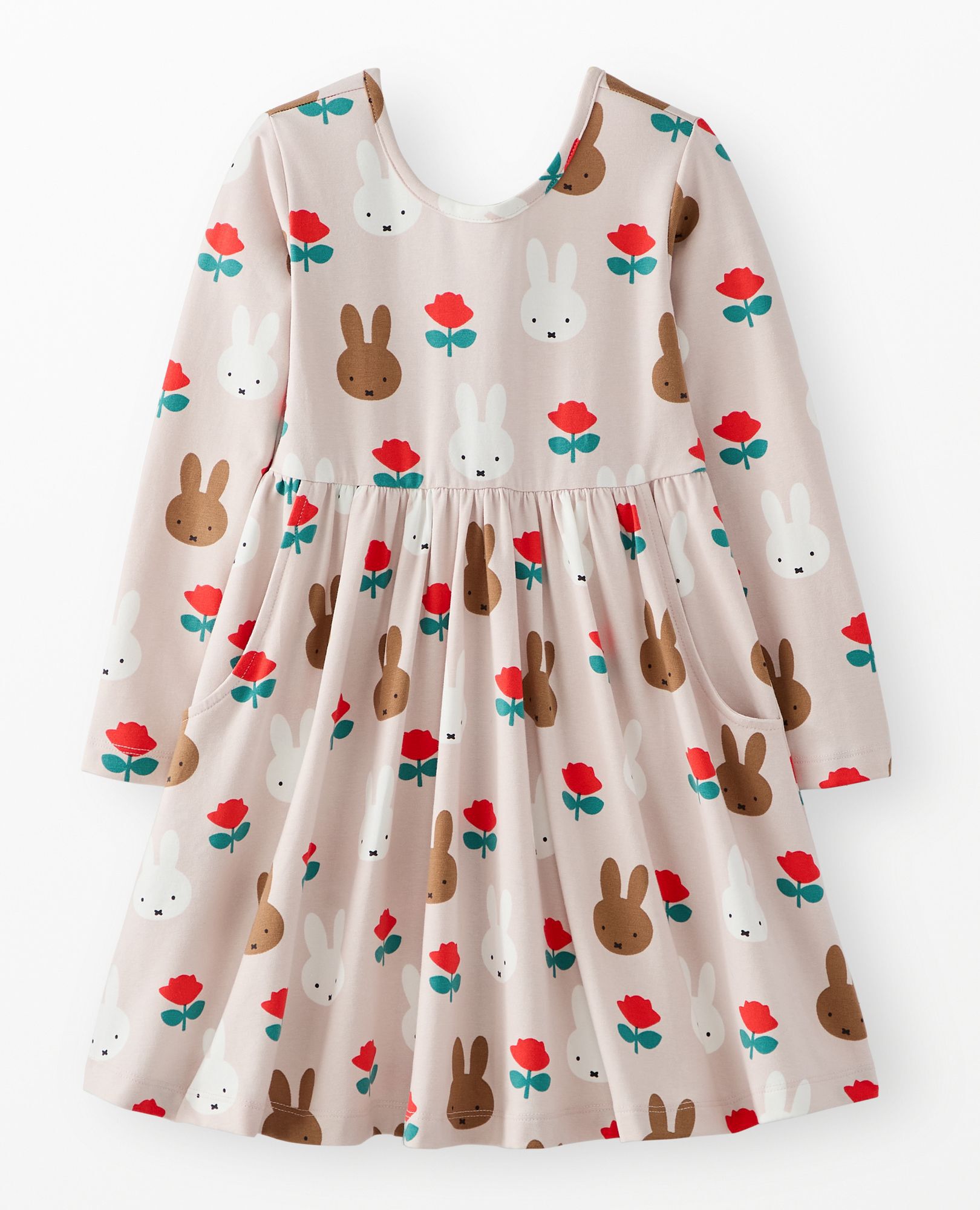 Miffy Long Sleeve Skater Dress with Pockets in Miffy Melanie Rose - main