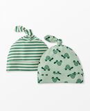 2-Piece Baby Layette Top Knot Beanie in HannaSoft™ in Mini Turtle on Seafoam - main