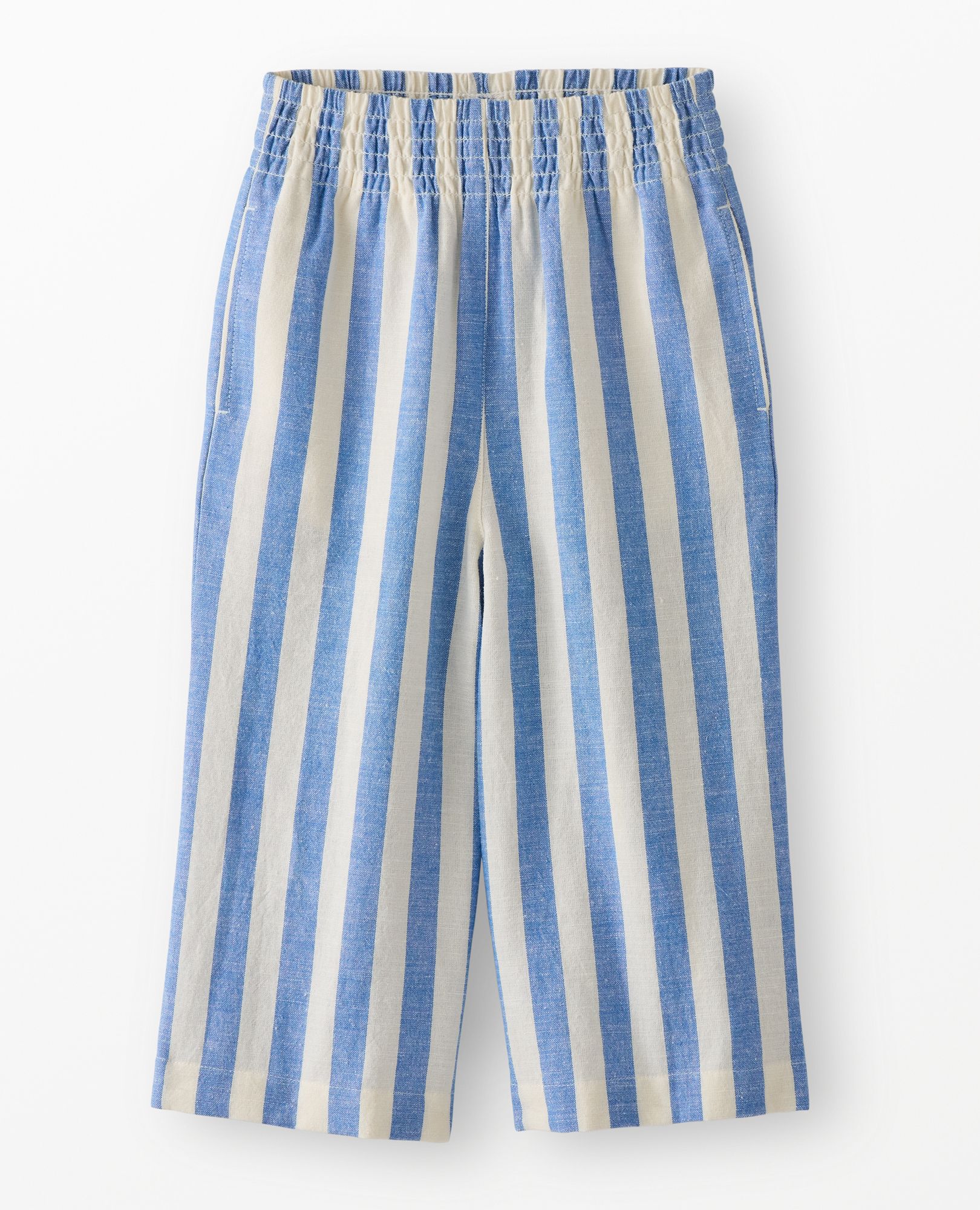 Linen Wide Leg Pants in Horizon Blue/Ecru - main