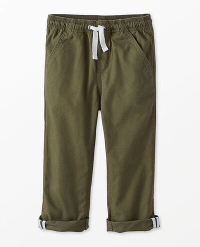 Canvas Pull-On Pants in Green Olive - main