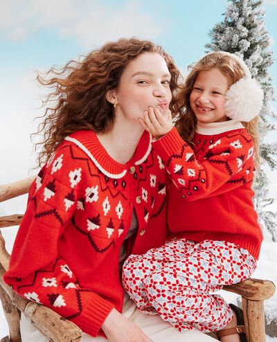 Women's Fair Isle Cardigan in Red Fair Isle - main