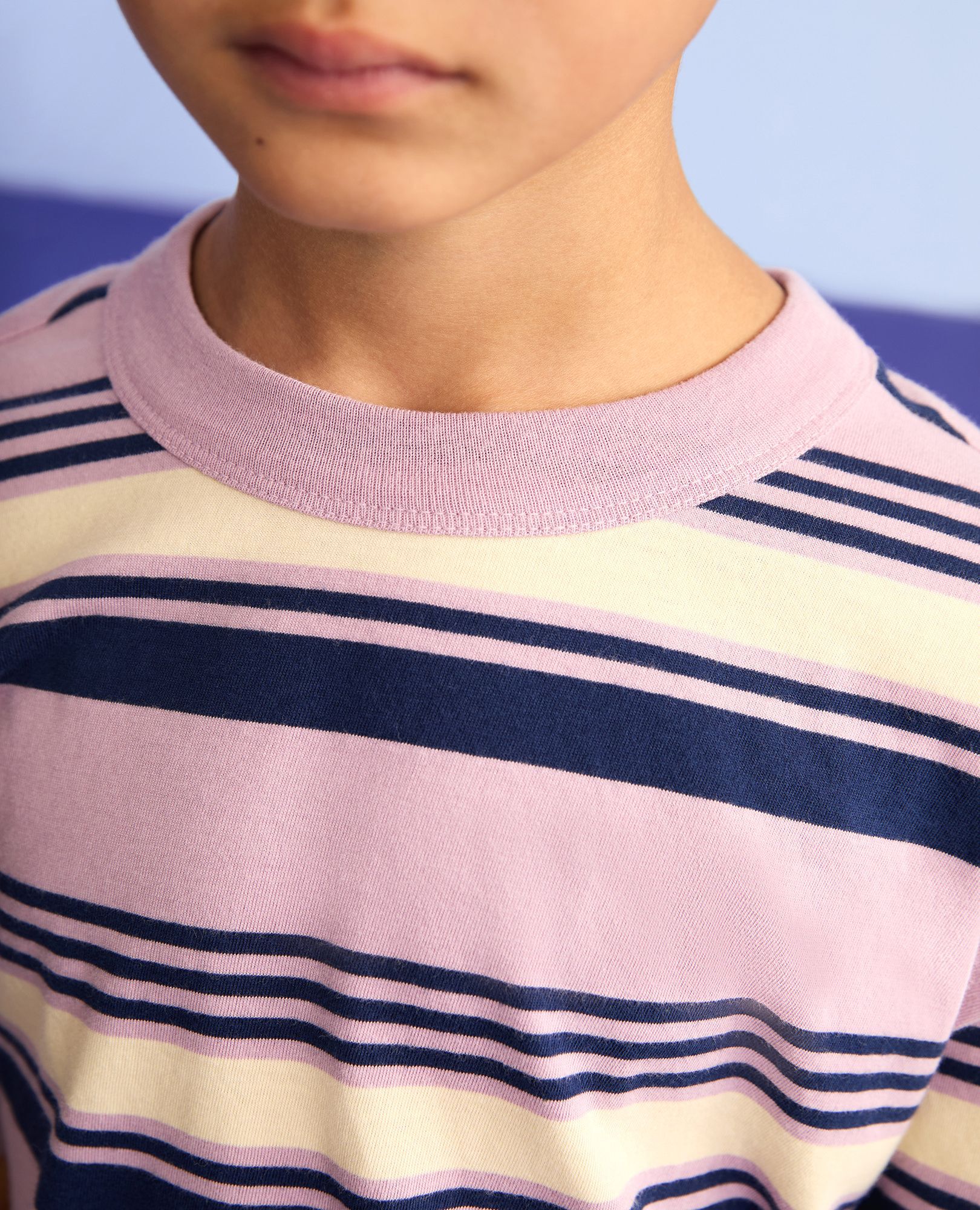 Oversized T-Shirt in Lavender Mist/Navy Blue/ Almond Oil - main