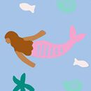 HannaJams™ Pajama Set in Floral Mermaids on Picnic Sky - swatch