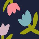 Baby Long Sleeve Bodysuit in Multi Tulips on Navy - swatch