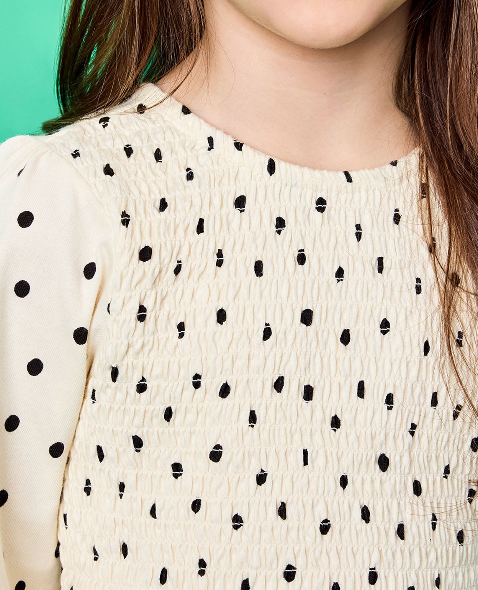 Long Sleeve Smocked Peplum Top - thumbnail 6