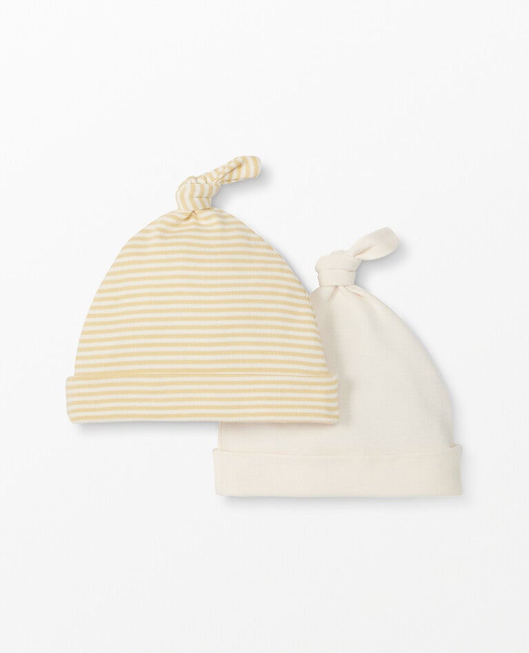 Baby Top Knot Beanie In Organic Cotton 2-Pack in Half Light - main