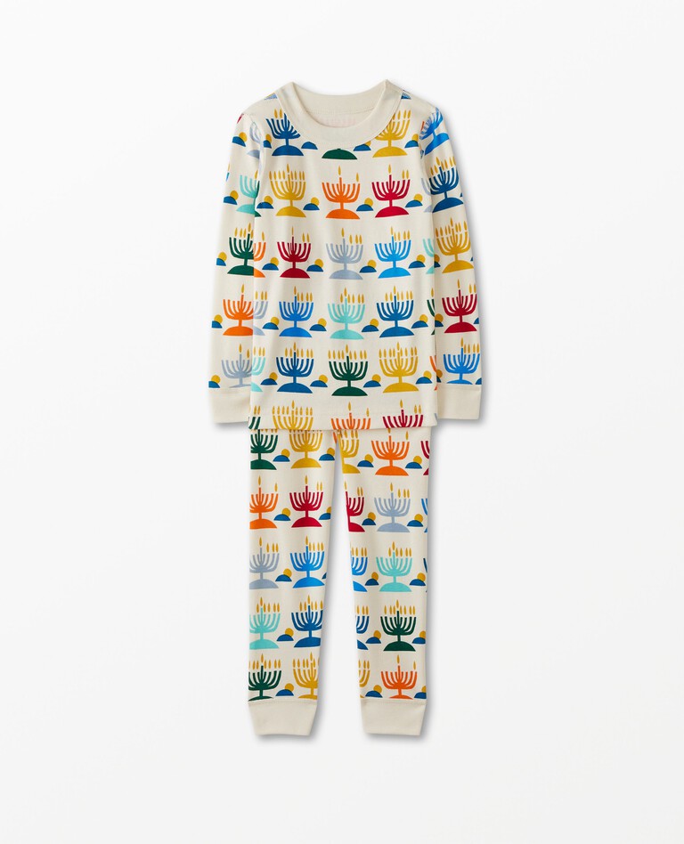 Toddler Holiday Print Long John Pajama Set in Rainbow Gnomes on Ecru - Size 2 by Hanna Andersson