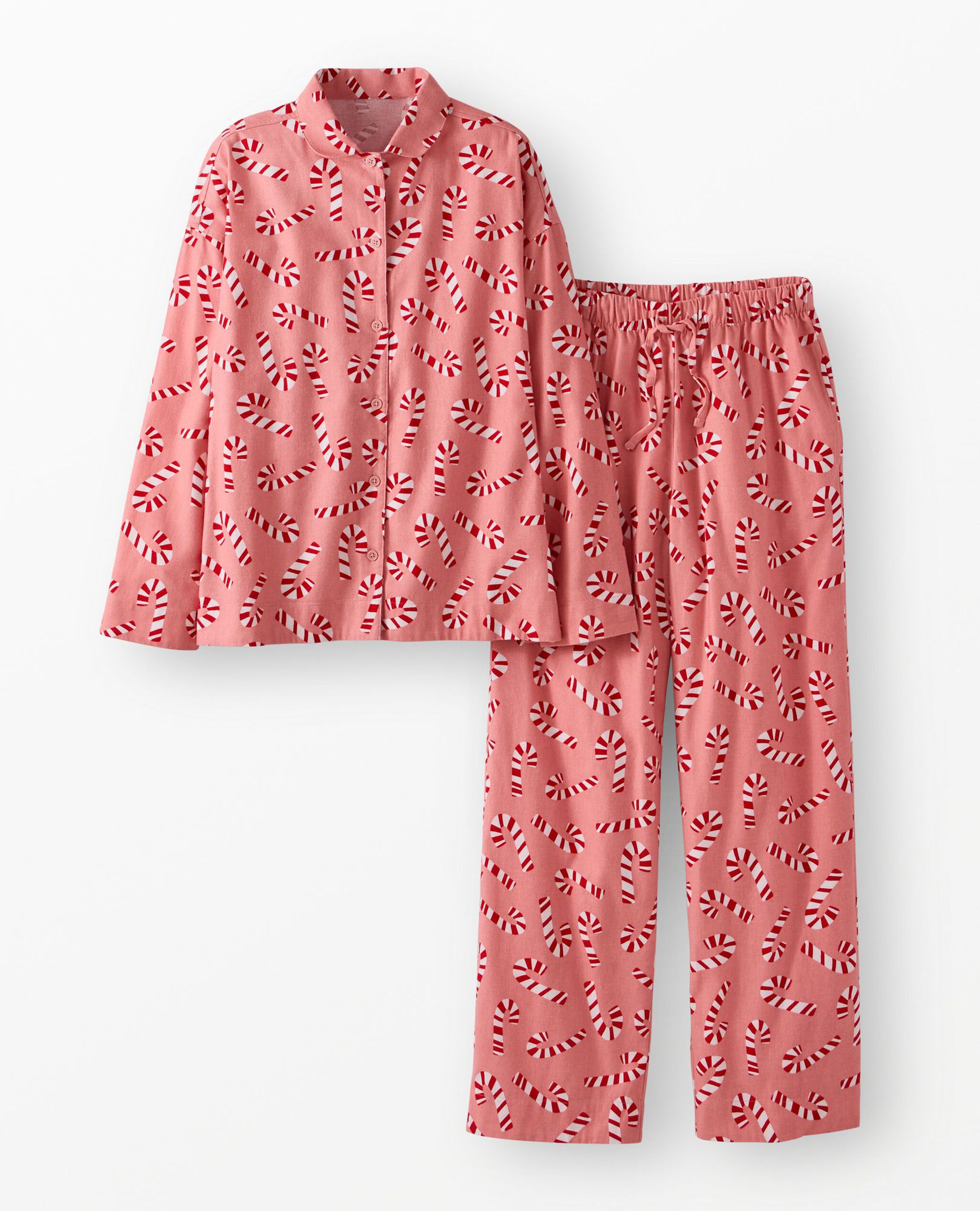 Women's Holiday Flannel Pajama Set in Candy Canes - main