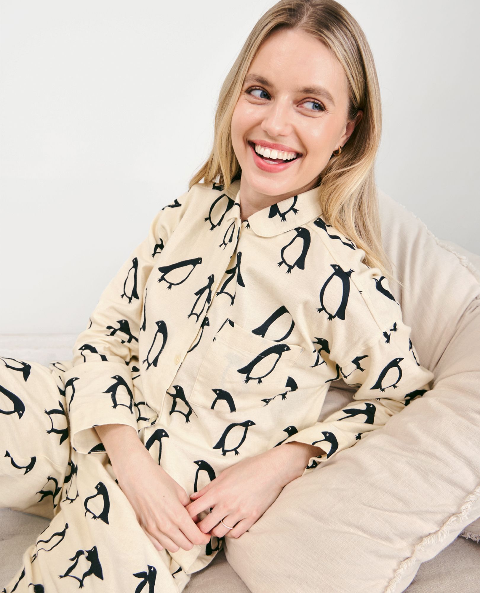 Penguin flannel pajamas hot sale