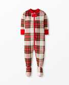 Baby Zip Footed Sleeper In Organic Cotton in Family Holiday Plaid - main