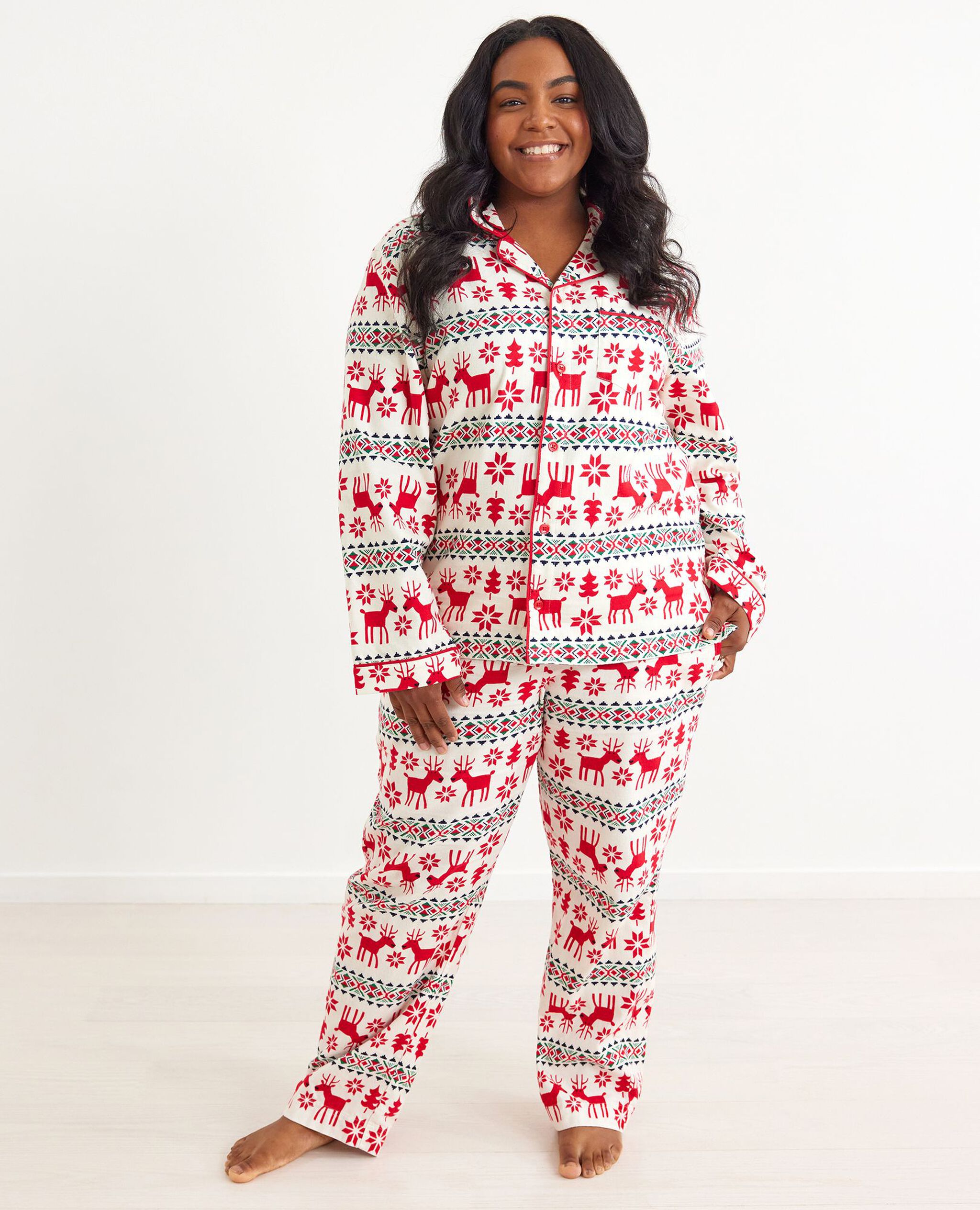 Adult Holiday Flannel Pajama Top in Dear Deer - main
