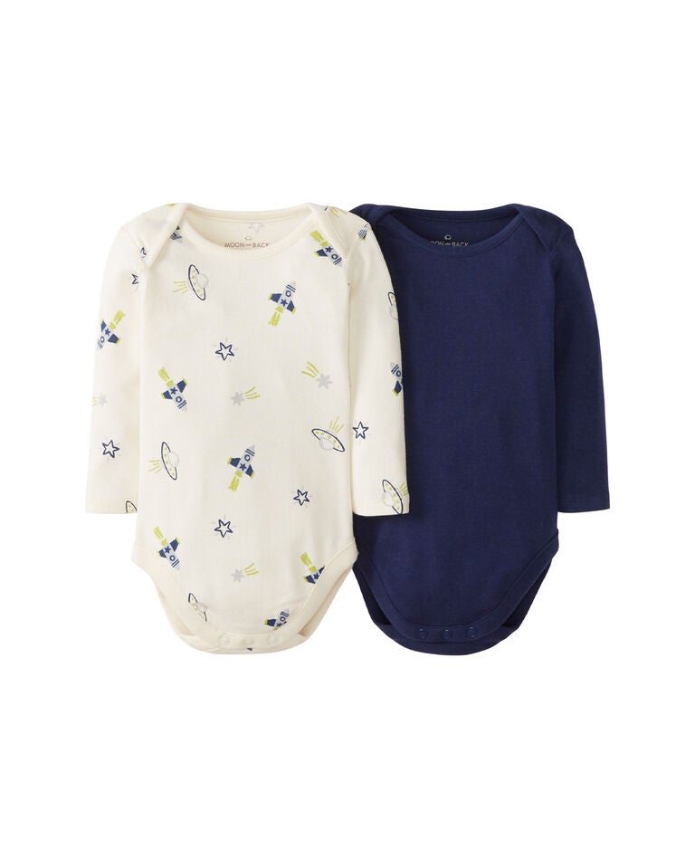 Pack of 2 Moon and Back by Hanna Andersson Unisex Kids 2 Piece Long Sleeve Pajama Set