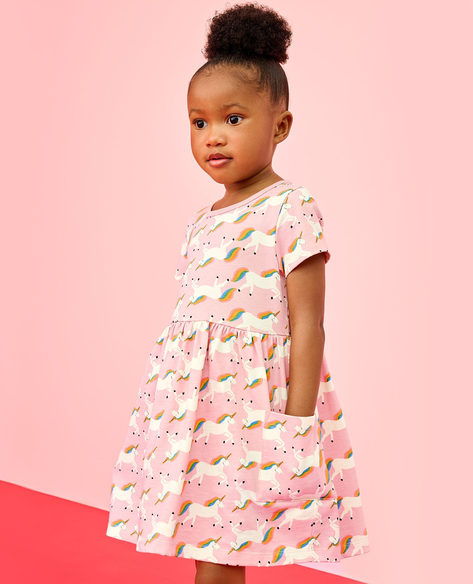 Playground Dress with Pockets in Unicorn on Pink - main