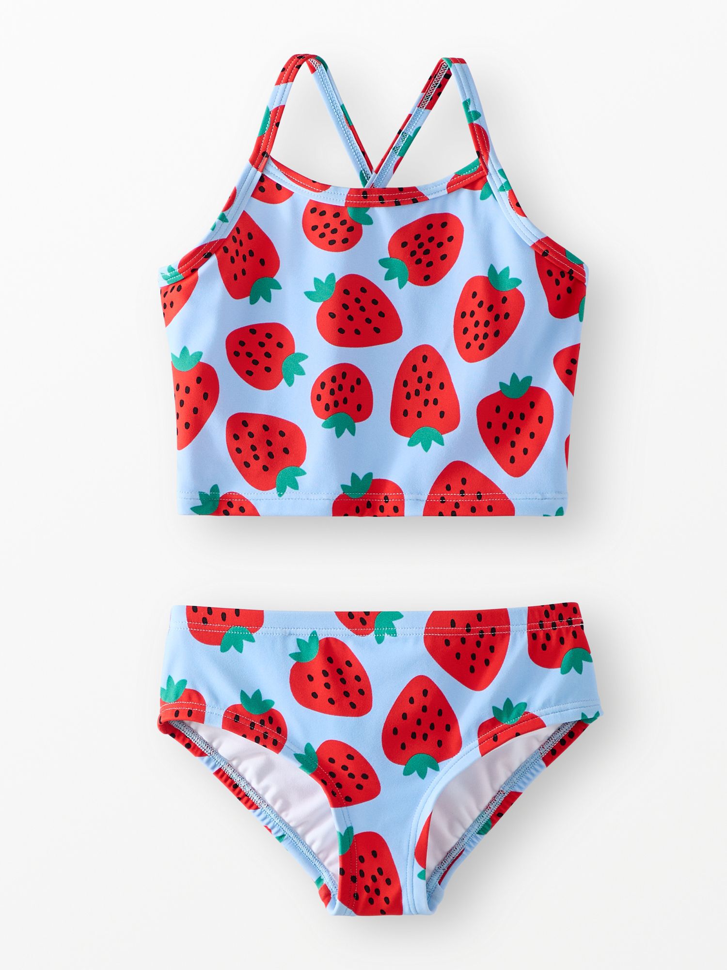 Two-Piece Swimsuit in Strawberry Sweetness on Blue - main