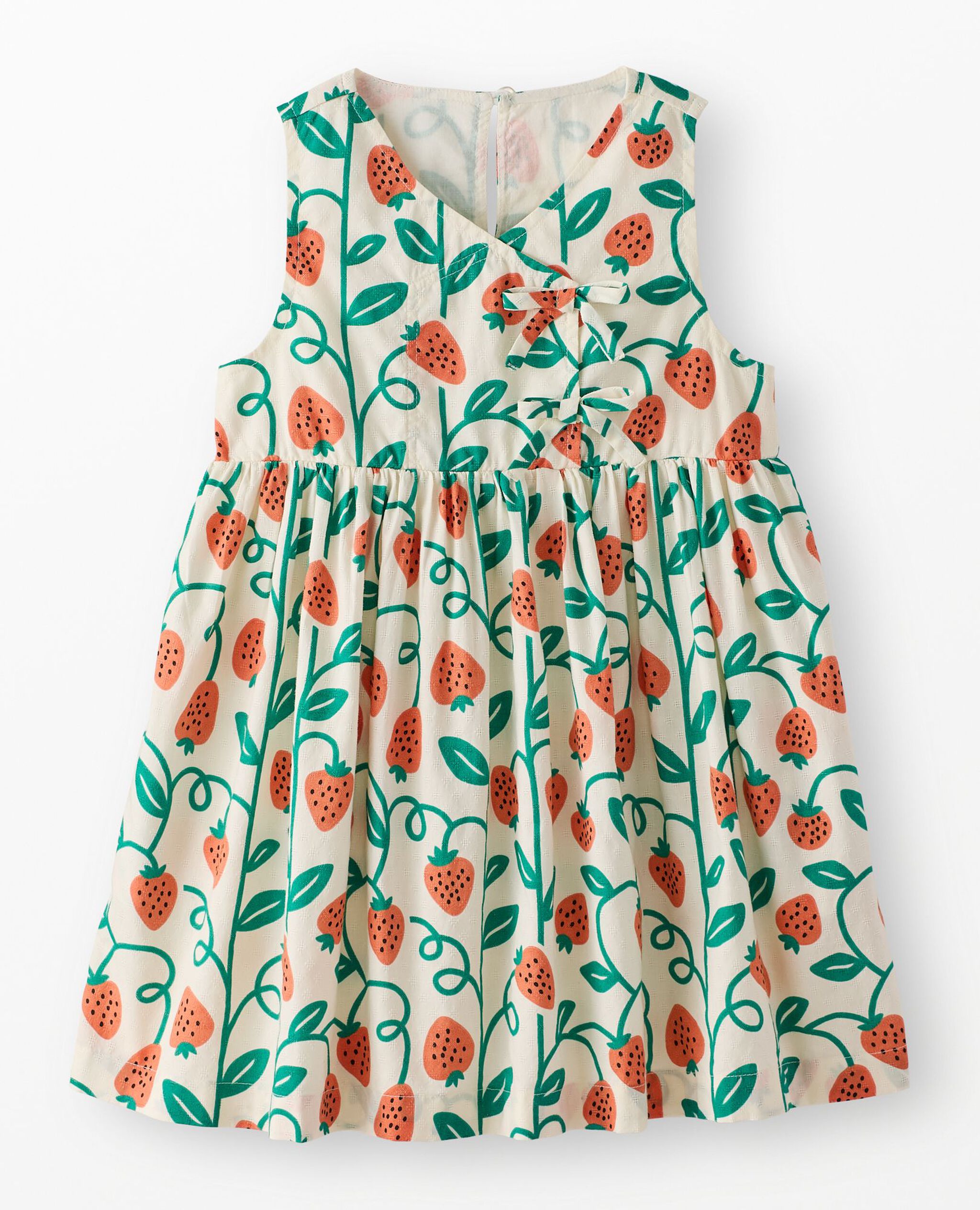 Sleeveless Strawberry Wrap Dress with Pockets in Strawberry Season - main