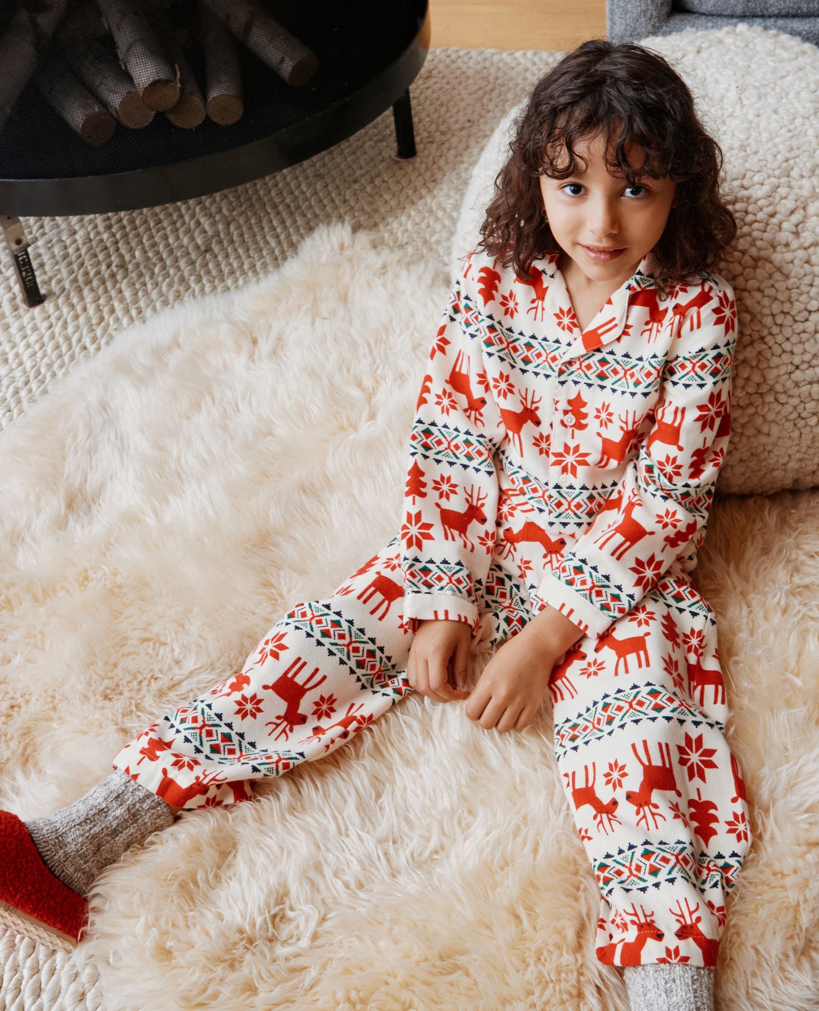 Holiday Flannel Pajama Set in Dear Deer - main