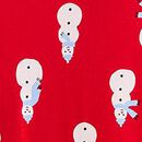 Women's Holiday Long John Pajama Top in Snowmen on Red - swatch