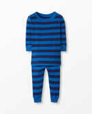 Long John Pajamas in Lookout Blue/Navy Blue - main