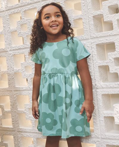 Dolman Sleeve Dress with Pockets in  Gigantic Daisy on Sky Blue - main