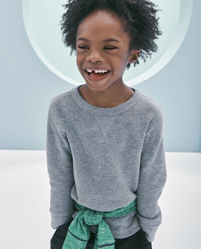 Waffle Crewneck in Dark Heather Grey - main