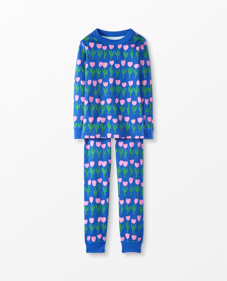 Long John Pajamas In Organic Cotton in Tulip - main