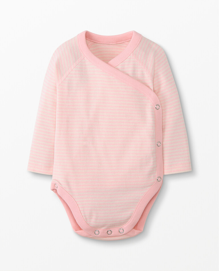 Baby Side Snap Bodysuit In Organic Cotton in Petal Pink - main