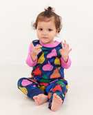 Baby Overall & Tee Set In Cotton Jersey in Colorful Pears on Navy - main