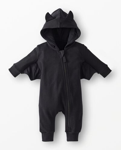 Baby Halloween French Terry Bat Romper in Bat - main