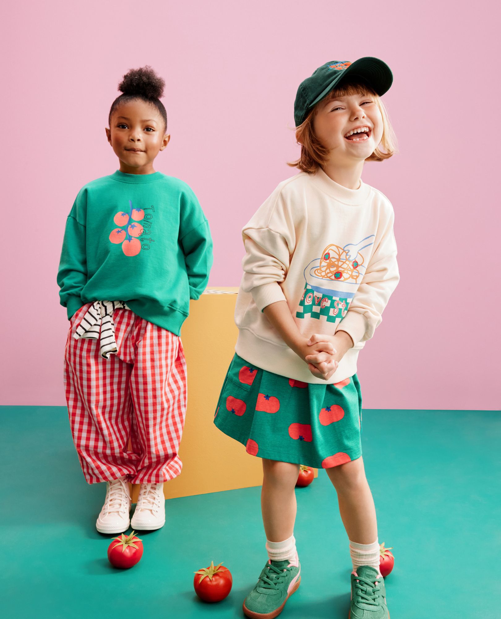 French Terry Graphic Sweatshirt in Pasta Love on Almond Oil - main