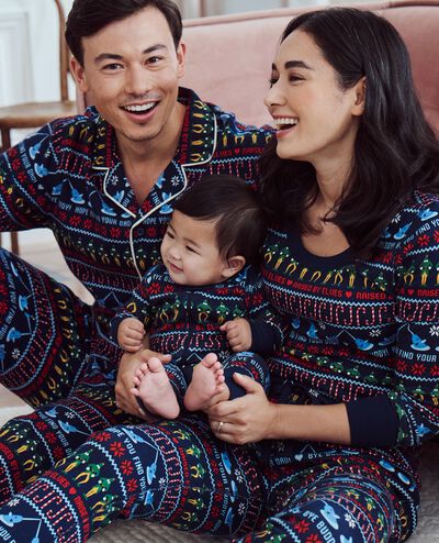 Adult Warner Bros™ Discovery Elf Flannel Pajama Top in Elf Navy - main