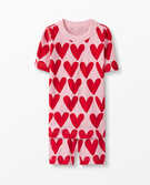 Short John Pajamas In Organic Cotton in Hearts on Hearts - main