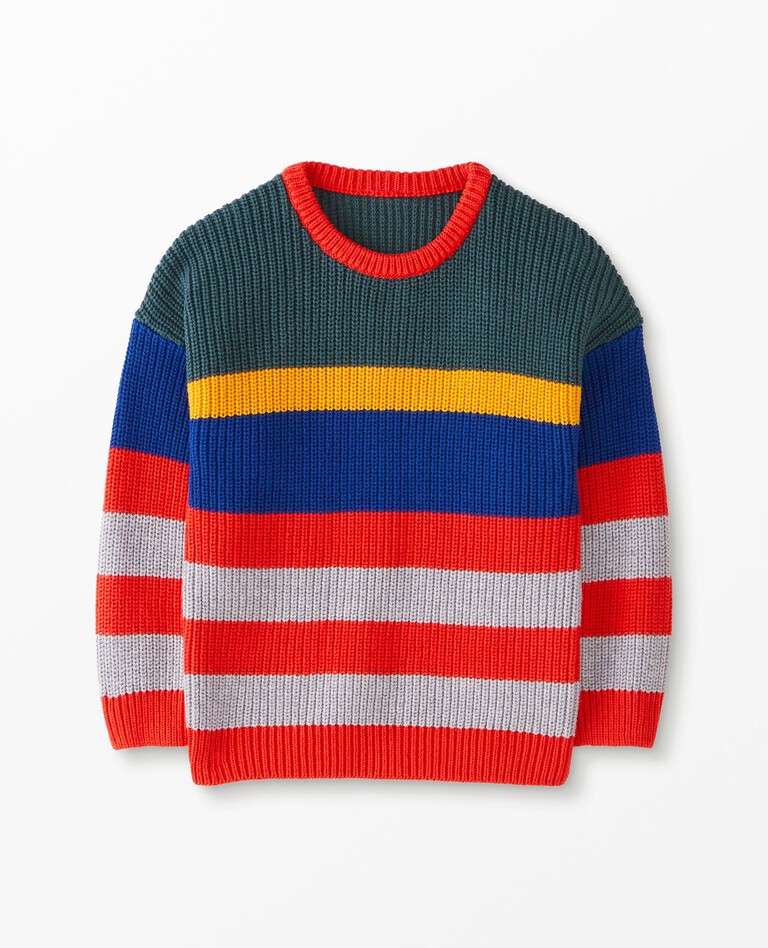 Striped Crewneck Sweater in Poppy Multi - main