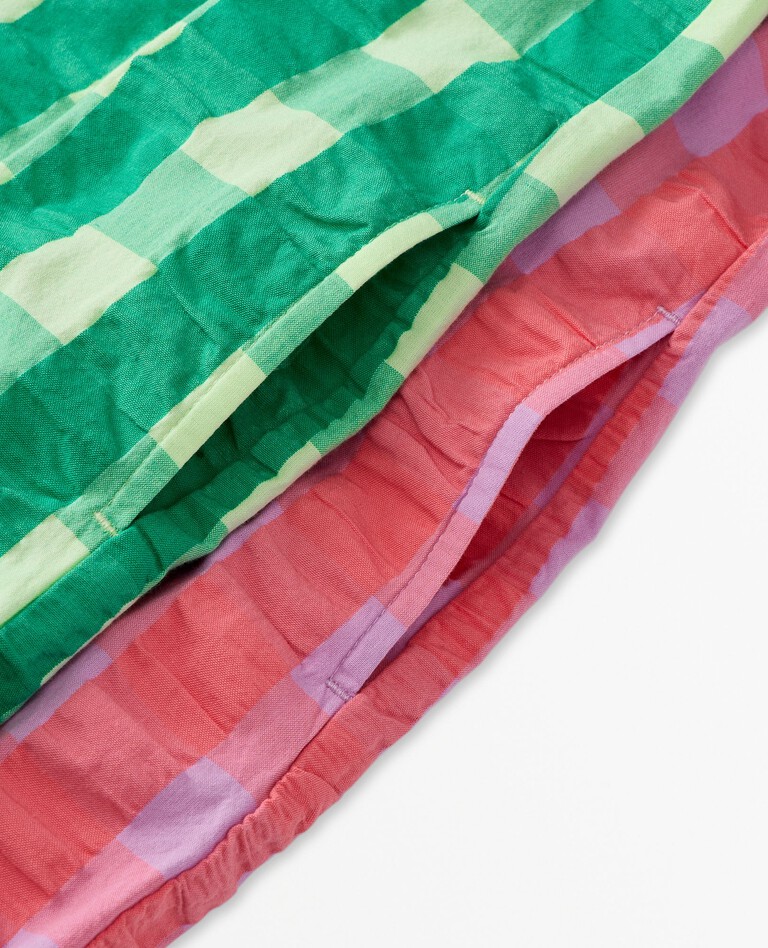 Gingham Seersucker Pillowcase Dress in Watermelon Pink Gingham - main