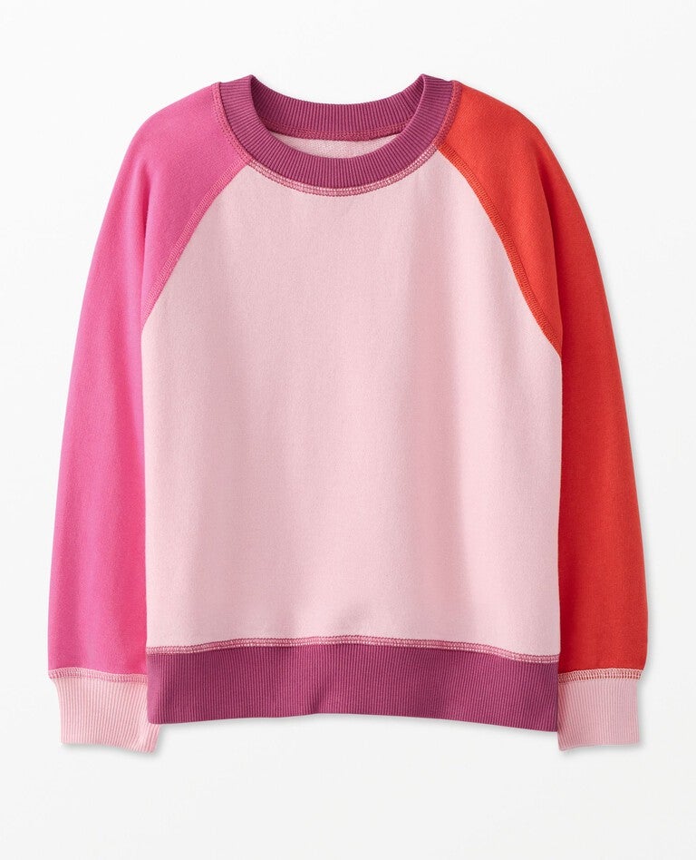 PINK HOODIE WITH COLOR BLOCK IN FRENCH TERRY, BABY PINK HOODIE WITH COLOR BLOCK IN FRENCH TERRY, BABY