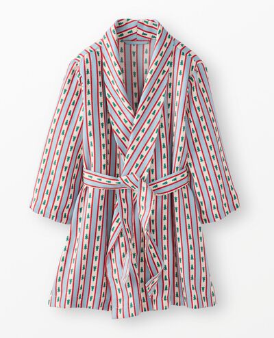 Holiday Flannel Robe in Tree Ribbons on Blue - main