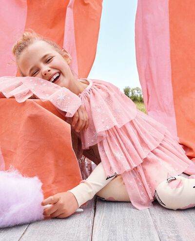 Shimmer Tulle Ruffle Capelet in Powdered Rose - main