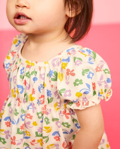 Baby Puff Sleeve Dress & Bloomers Set in Picking Flowers - main